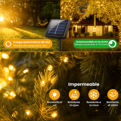 LUCES LED CON PANEL SOLAR - 10 METROS