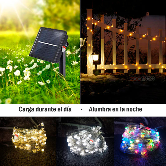 LUCES LED CON PANEL SOLAR - 10 METROS